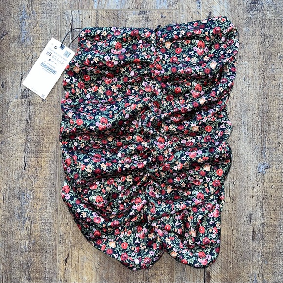 ZARA draped floral mini SKIRT - Picture 7 of 8